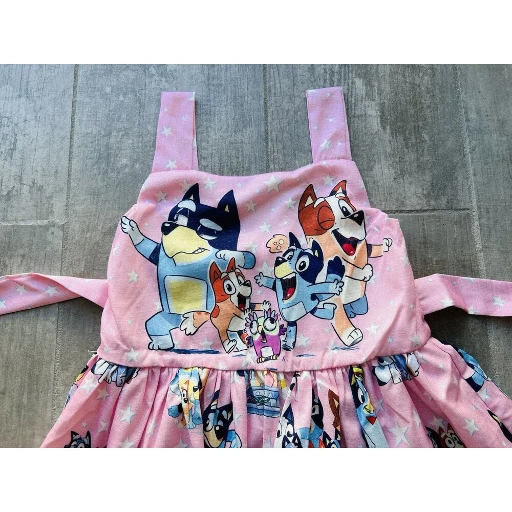 Los Angeles Boutique Girls Pink Bluey Bingo Twirl Swing Dress Princess Party 5-6